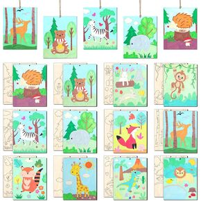 12pcs Unfinished Wooden Ornaments to Paint, Blank Summer Wood Rectangle Wooden Cutouts Coloring Ocean Animals Wooden Scene Summer Craft for Home Classroom Game Party Activities Hanging Decorations