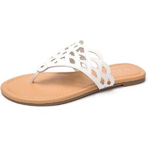 Vanessa Women's Thong Flat Sandals T-Strap Sandals Slip On Gladiator Slide Sandals Summer Beach Flip Flop