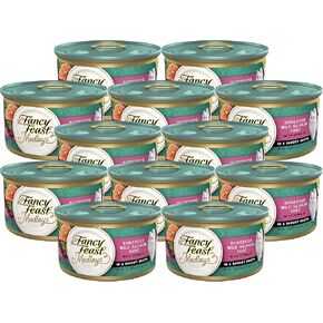 فانسي فيست طعام القطط الرطب متنوع من لحم الدجاج الأبيض المبشور مع السبانخ في مرق طعام القطط اللذيذ - 3 أوقية. (عبوة من 12 قطعة) in Kuwait