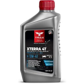Triax XTerra 4T 10W-40 Full Synthetic Ester VTWIN Motorcycle Oil, Enhanced and Friction Modified JASO MA-2 API SN, SL, SM, Enhanced Film Strength and High Temp Stability (1 Gallon)