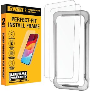 DEWALT Glass Screen Protector for iPhone — Apple Compatible Tempered Glass Screen Protector — Easy Install Screen Protection for iPhone — Applicator Included — 2-Pack (iPhone 16 Pro Max)
