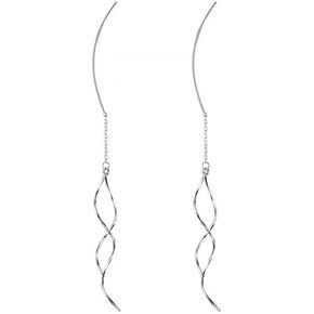 أقراط عصرية من الفضة الإسترلينية عيار 925، أقراط متدلية طويلة متدلية خطية ملتوية، لا تسبب الحساسية، أقراط ملتوية حلزونية للنساء in Kuwait
