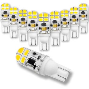 T5 T10 Wedge Base 2W LED Bulb for 12V 24volt Landscape Path Light, 921 922 912 194 168 T10 Wedge RV Camper Trailer Motorhome Marine Boat Dome Light, 2700K Warm White, 10 Pack