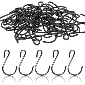 50 PCS Small S Hooks, 1.26 Inch S Hooks for Hanging, Ornament Hooks Black, Utility Mini S Shaped Hooks,Wire Hooks Jewelry Hooks, for Key Ring Chain Hardware Pet Name Tag