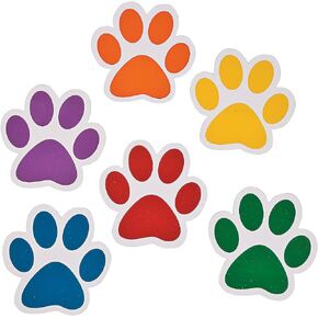 Fun Express Paw Print Cutouts - 48 Pieces - Educational and Learning Activities for Kids