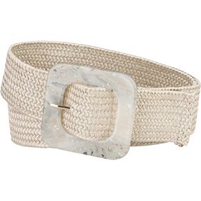 Allegra K Womens Stretchy Wide Waist Belts Braided Belts for Dress Square Buckle Adjustable