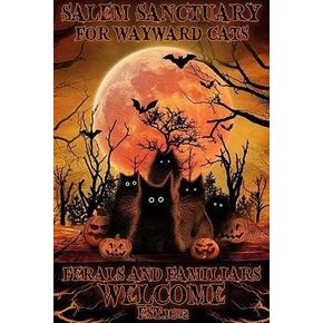Salem Sanctuary For Wayward Cats Halloween ​cat Pumpkin Tin Sign Retro Style Miller Beer Bar Den Halloween Painting Metal 8x12 Inch, Orange