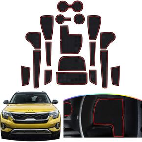 for 2021 2022 2023 2024 Kia Seltos Door Slot Mat Non-Slip Interior Door Groove Gate Pad Fit 2023 2024 Kia Seltos Door Compartment Cup Center Console Liners Accessory Decoration (White)