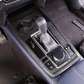 Kadore Interior Gear Shifter Panel Frame Cover Trim for 2020-2022 2023 2024 Mazda CX30 CX-30 Carbon Fiber Pattern (Left Hand Drive) 1pc