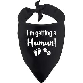 1 Piece I'm Getting A Little Human Dog Bandana Pregnancy Announcement Baby Announcement Gift (Getting A Little Human Black)