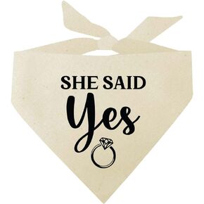 She Said Yes Wedding Engagement Announcement Dog Bandana (White, OS 647)