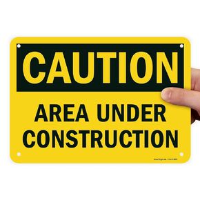 SmartSign - U9-1377-NP_10x14 "Caution - Area Under Construction" Sign | 10" x 14" Plastic Black on Yellow