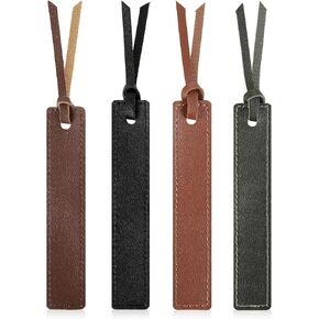 Leather Bookmark 4 PcsClassic Stitched Bookmark Bookmarks with Leather Rope Page Markers Reading Gifts for Book Lovers Readers Leather Book Marks for Children's Day Gift Men Women(Multicolor)