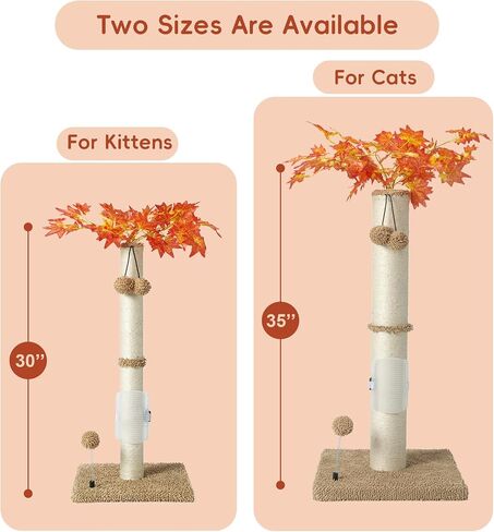 MECOOL Cat Scartching Post，30-inch Cute Scartching Posts for Indoor Cats and Kittens,Natural Sisal Rope and Hanging Ball Toy, Self-Grooming Brush,Beige in Saudi Arabia