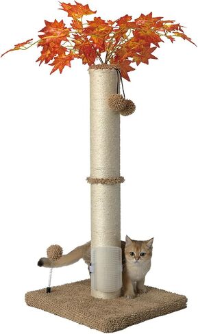 MECOOL Cat Scartching Post，30-inch Cute Scartching Posts for Indoor Cats and Kittens,Natural Sisal Rope and Hanging Ball Toy, Self-Grooming Brush,Beige in Saudi Arabia