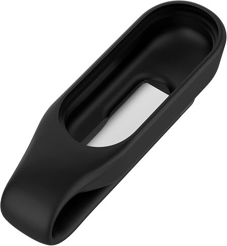 MOTONG Compatible with Xiaomi MI Band 7 Clamp - Silicone + Steel Protective Case Cover Clamp Clip Compatible with Xiaomi MI Band 7/6/5/4(Black) in Saudi Arabia