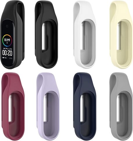 MOTONG Compatible with Xiaomi MI Band 7 Clamp - Silicone + Steel Protective Case Cover Clamp Clip Compatible with Xiaomi MI Band 7/6/5/4(Black) in Saudi Arabia