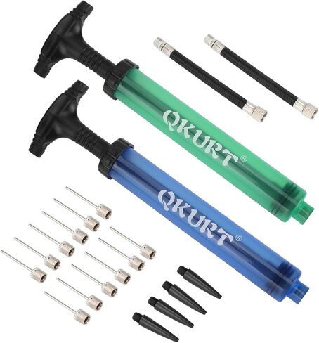 مجموعة مضخات كرة نفخ، قطعتان من مضخة هواء محمولة مع 12 إبرة، 4 فوهات و2 خرطوم تمديد، مضخات بالونات كرة السلة وكرة القدم الطائرة ومضخات يدوية نفخ سريع للكرة in Kuwait