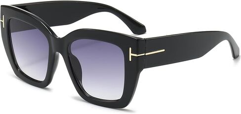 Oversized Square Sunglasses for Women Thick Fashion Big Frame Sunnies Trendy UV400 Black Shades in Saudi Arabia