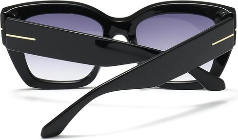 Oversized Square Sunglasses for Women Thick Fashion Big Frame Sunnies Trendy UV400 Black Shades in Saudi Arabia