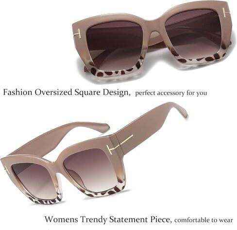 نظارة شمسية مربعة كبيرة الحجم للنساء بإطار كبير سميك عصري من الأشعة فوق البنفسجية 400 ظلال سوداء in Kuwait
