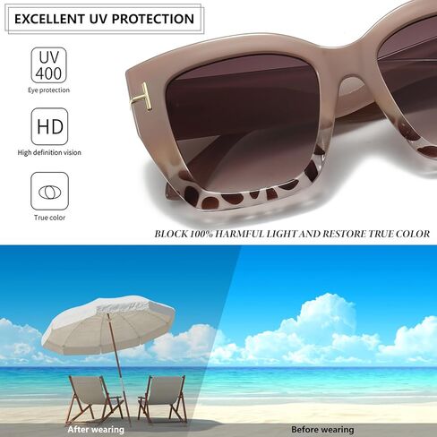نظارة شمسية مربعة كبيرة الحجم للنساء بإطار كبير سميك عصري من الأشعة فوق البنفسجية 400 ظلال سوداء in Kuwait