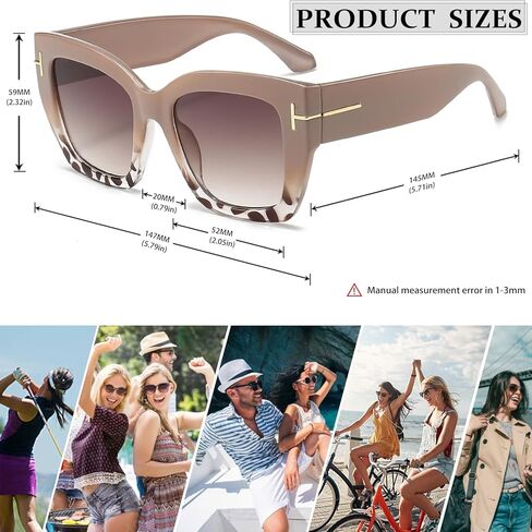 نظارة شمسية مربعة كبيرة الحجم للنساء بإطار كبير سميك عصري من الأشعة فوق البنفسجية 400 ظلال سوداء in Kuwait