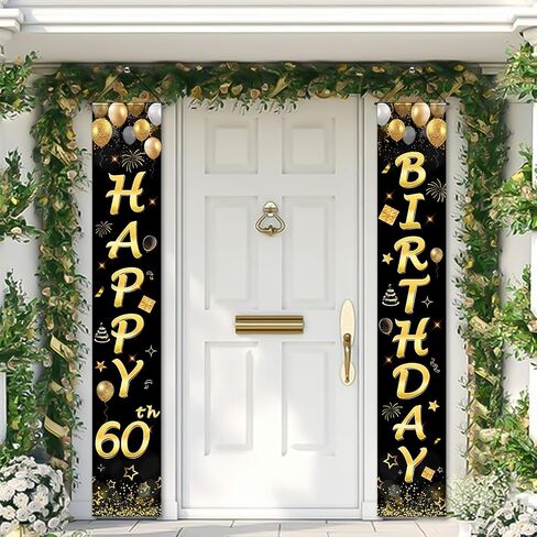 50th Birthday Decorations for Men Women, Happy 50th Birthday Banner Door Sign Cheers to 50 Years Old Theme Party Decorations Welcome Black Gold Porch Hanging Decor Party Supplies Indoor Outdoor in Saudi Arabia
