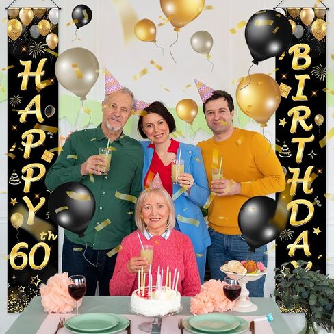 50th Birthday Decorations for Men Women, Happy 50th Birthday Banner Door Sign Cheers to 50 Years Old Theme Party Decorations Welcome Black Gold Porch Hanging Decor Party Supplies Indoor Outdoor in Saudi Arabia