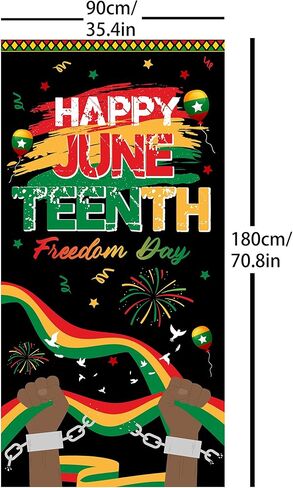 لافتة باب ديكورات Juneteenth مقاس 35.4x70.8 بوصة، لافتة باب ديكور Juneteenth سعيدة، ديكورات شهر التاريخ الأسود، لوازم المهرجانات الأفريقية الأمريكية للترحيب بالضيوف in Kuwait
