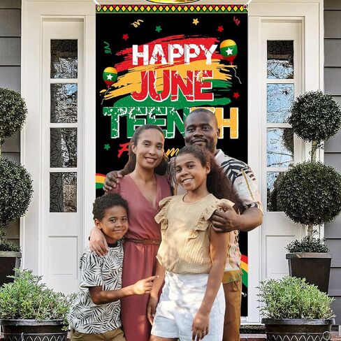 لافتة باب ديكورات Juneteenth مقاس 35.4x70.8 بوصة، لافتة باب ديكور Juneteenth سعيدة، ديكورات شهر التاريخ الأسود، لوازم المهرجانات الأفريقية الأمريكية للترحيب بالضيوف in Kuwait