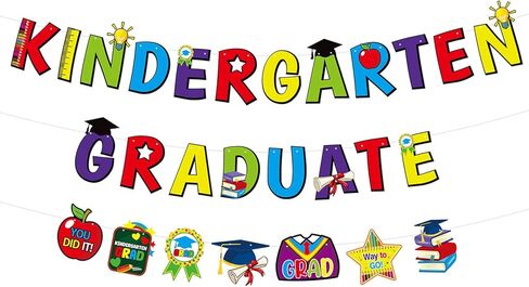 لافتة خريجي رياض الأطفال الملونة 2024 لافتة رياض الأطفال غراد جارلاند للأطفال 2024 ديكورات حفلات التخرج لتزيين المنزل والمدرسة in Kuwait