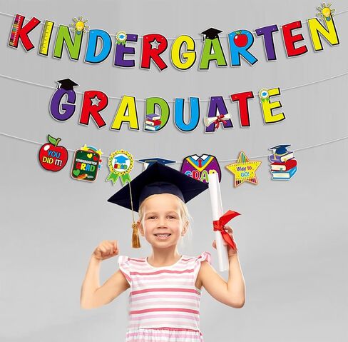 لافتة خريجي رياض الأطفال الملونة 2024 لافتة رياض الأطفال غراد جارلاند للأطفال 2024 ديكورات حفلات التخرج لتزيين المنزل والمدرسة in Kuwait