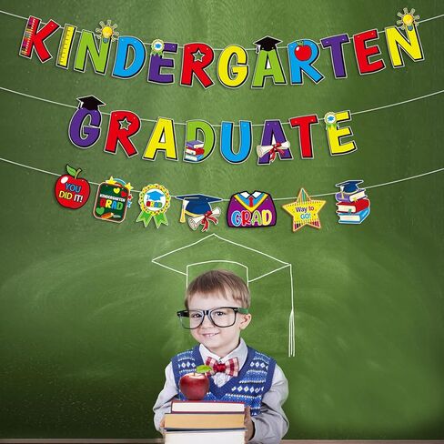 لافتة خريجي رياض الأطفال الملونة 2024 لافتة رياض الأطفال غراد جارلاند للأطفال 2024 ديكورات حفلات التخرج لتزيين المنزل والمدرسة in Kuwait