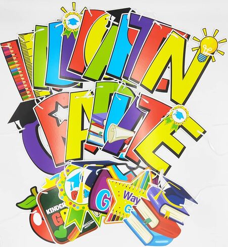 لافتة خريجي رياض الأطفال الملونة 2024 لافتة رياض الأطفال غراد جارلاند للأطفال 2024 ديكورات حفلات التخرج لتزيين المنزل والمدرسة in Kuwait