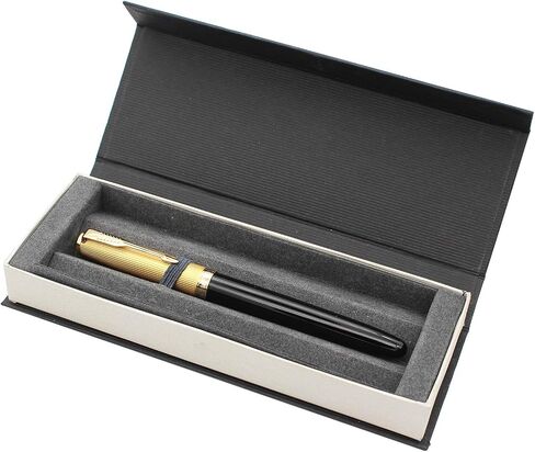 Gullor Fountain Pen with Ink Convertor, Golden Screw-on Cap, Fine Nib, Black in Kuwait