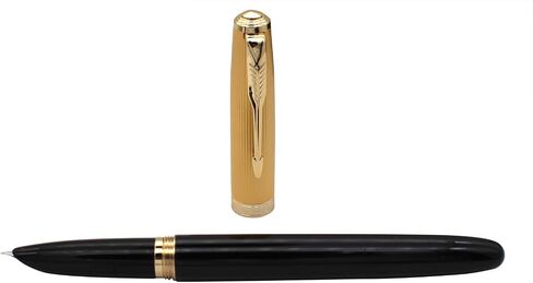 Gullor Fountain Pen with Ink Convertor, Golden Screw-on Cap, Fine Nib, Black in Kuwait