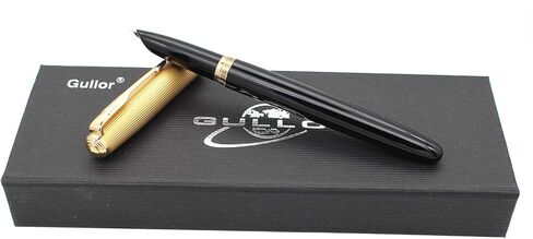 Gullor Fountain Pen with Ink Convertor, Golden Screw-on Cap, Fine Nib, Black in Kuwait