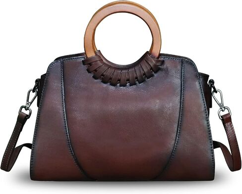 Genuine Leather Top Handle Handbag Purse for Women Satchel Retro Cowhide Handmade Crossbody Shoulder Bags in Saudi Arabia