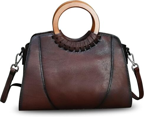 Genuine Leather Top Handle Handbag Purse for Women Satchel Retro Cowhide Handmade Crossbody Shoulder Bags in Saudi Arabia