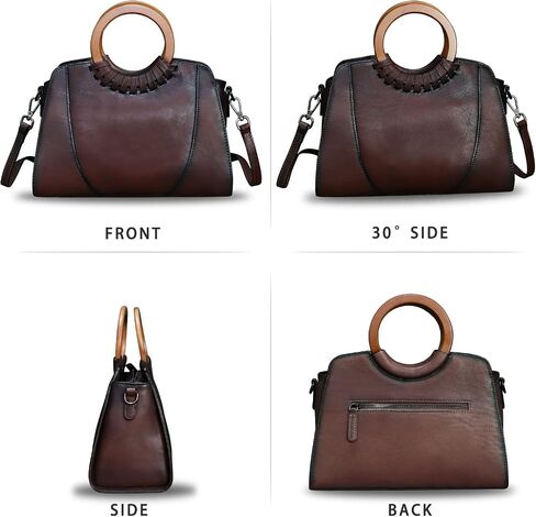Genuine Leather Top Handle Handbag Purse for Women Satchel Retro Cowhide Handmade Crossbody Shoulder Bags in Saudi Arabia