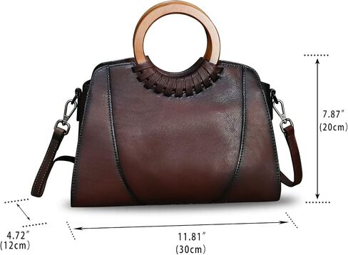 Genuine Leather Top Handle Handbag Purse for Women Satchel Retro Cowhide Handmade Crossbody Shoulder Bags in Saudi Arabia