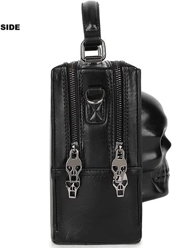 3D Skull Crossbody Bag for Women and Men PU Leather Shoulder Bag Satchel Gothic Purse Hip-hop Handbags Square Bag in Saudi Arabia