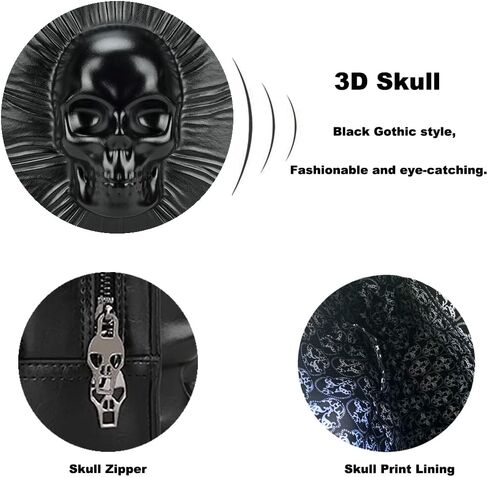 3D Skull Crossbody Bag for Women and Men PU Leather Shoulder Bag Satchel Gothic Purse Hip-hop Handbags Square Bag in Saudi Arabia