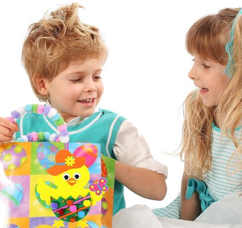 Winlyn 24 Sets Easter Decorations DIY 3D Chick Hatching from Egg Ornaments Easter Craft Kits Foam Easter Stickers Pom-poms Googly Eyes for Kids Party Favors Spring Classroom Activity Art Project in Saudi Arabia
