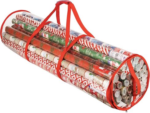 Handy Laundry Clear Wrapping Paper Storage Bag - Transparent Design, Dual Zipper and Two Handles for Easy Carrying. Store Up to 25 Standard 40-Inch Gift Wrap Rolls. (BLACK) in Saudi Arabia