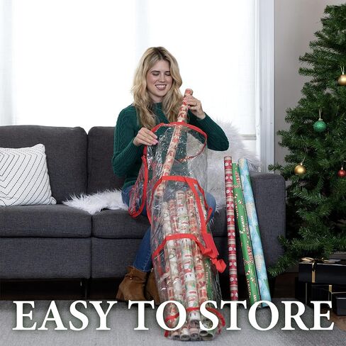 Handy Laundry Clear Wrapping Paper Storage Bag - Transparent Design, Dual Zipper and Two Handles for Easy Carrying. Store Up to 25 Standard 40-Inch Gift Wrap Rolls. (BLACK) in Saudi Arabia