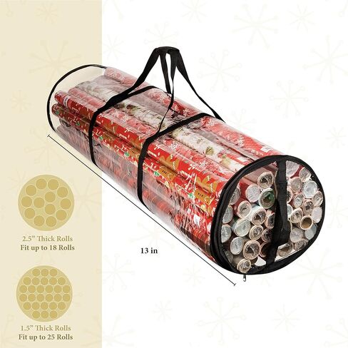 Handy Laundry Clear Wrapping Paper Storage Bag - Transparent Design, Dual Zipper and Two Handles for Easy Carrying. Store Up to 25 Standard 40-Inch Gift Wrap Rolls. (BLACK) in Saudi Arabia