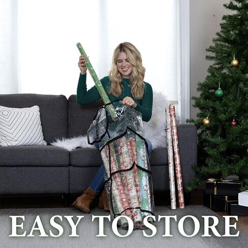 Handy Laundry Clear Wrapping Paper Storage Bag - Transparent Design, Dual Zipper and Two Handles for Easy Carrying. Store Up to 25 Standard 40-Inch Gift Wrap Rolls. (BLACK) in Saudi Arabia