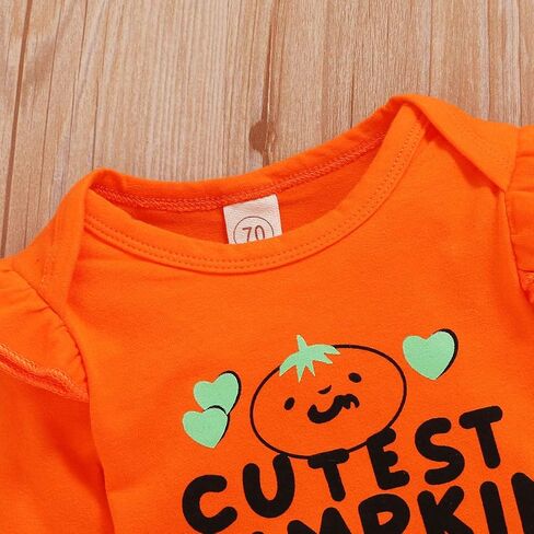 OneCut My First Halloween Newborn Infant Baby Boy Girls Pumpkin Printed Long Sleeve Outfits Set in Saudi Arabia